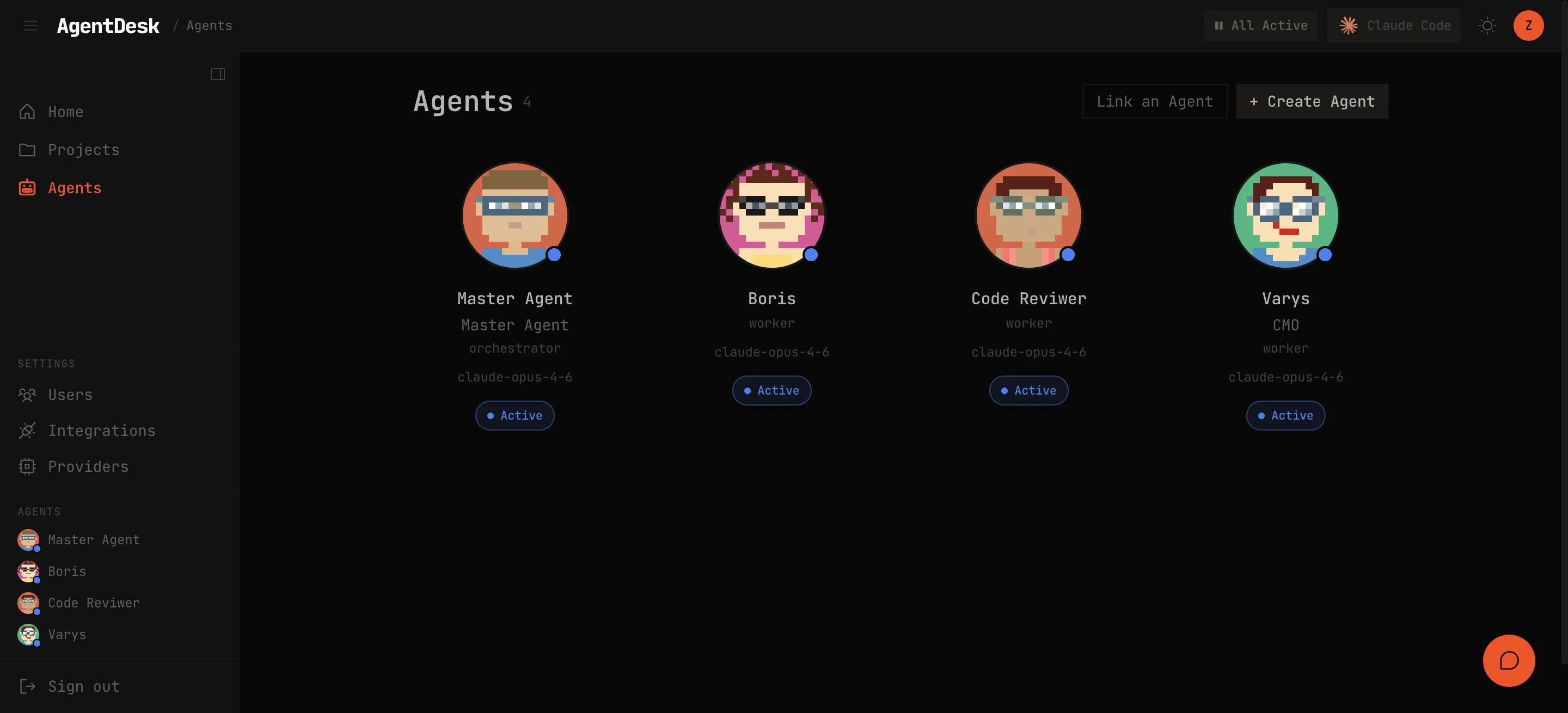 Per-agent pause controls on the Agents page